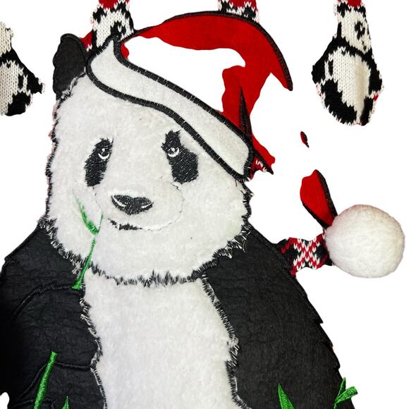 Blizzard Bay Ugly Christmas Sweater Mens XXL Red 100% Cotton Panda Fair Isle - Picture 2 of 6